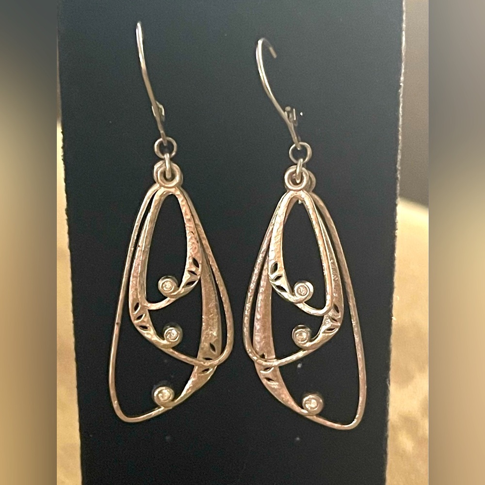 Sterling Silver and Diamond Dangle Earrings